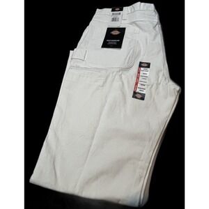 New Dickies Men's 42x34 Utility Painter Work Pants Relaxed Straight White Cotton